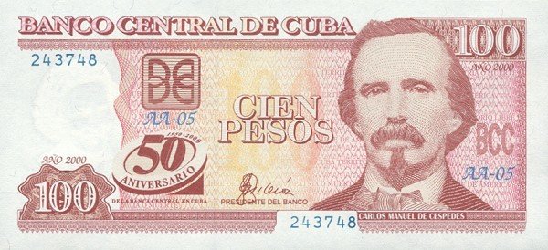 100 Pesos 2000 - 50 Aniversario de la Banca Central en Cuba