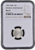 10C 1952 NGC MS64 - Republic Anniversary
