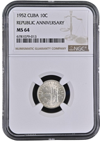10C 1952 NGC MS64 - Republic Anniversary