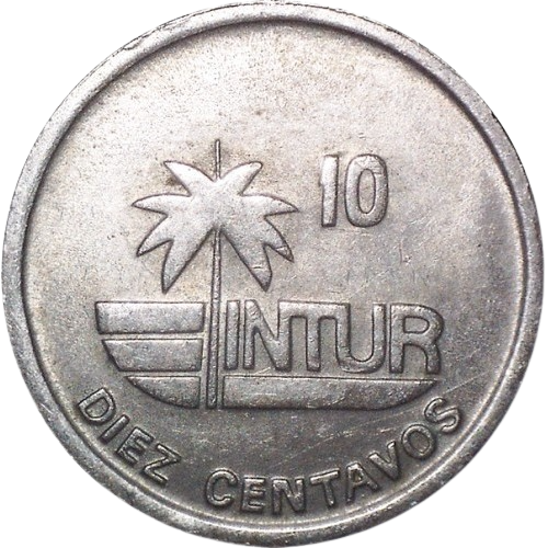 10 Centavos 1989 Intur - No magnética, diámetro 17.5mm