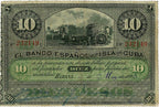 10 Pesos 1896 - Fecha escrita a mano o estampada a mano, parcialmente impresa, sin sobreimpresión.