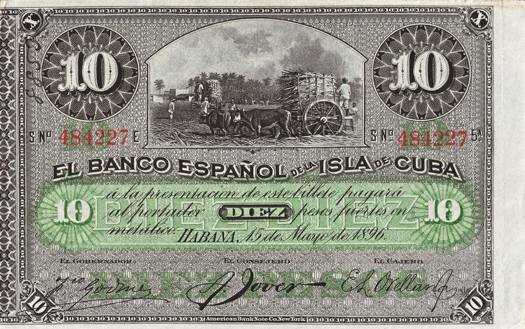 10 Pesos 1896 - Fecha impresa, sin sobreimpresión
