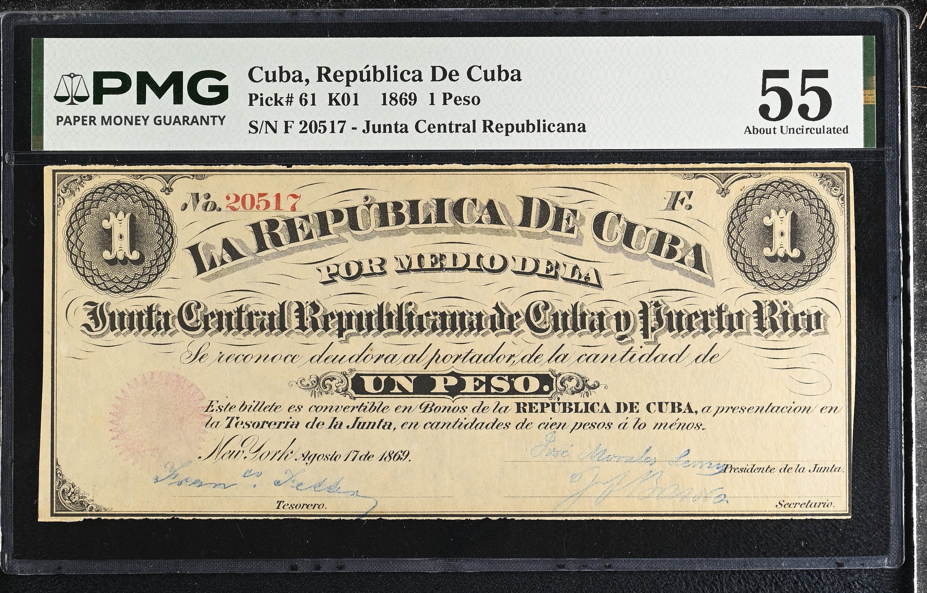 1P 1869 55 - Junta Central Republicana de Cuba y Puerto Rico