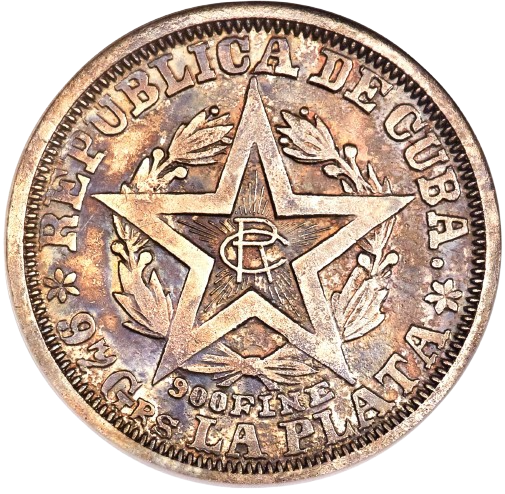 1898 Silver 20 Centavos