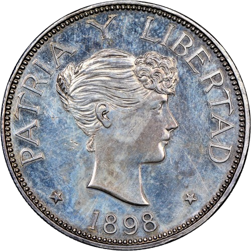 1898 Silver 1 Peso Proof