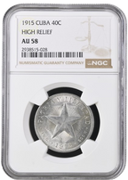 40C 1915 NGC AU58 - HIGH RELIEF