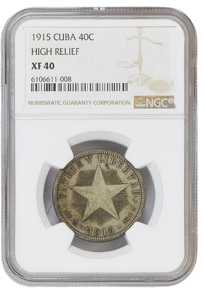 40C 1915 NGC XF40 - HIGH RELIEF