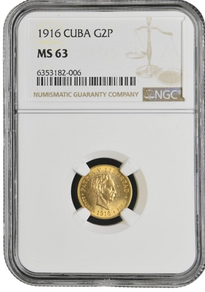 2 Pesos Oro 1916 NGC MS63