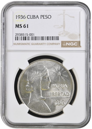 1 Peso 1936 ABC NGC MS61
