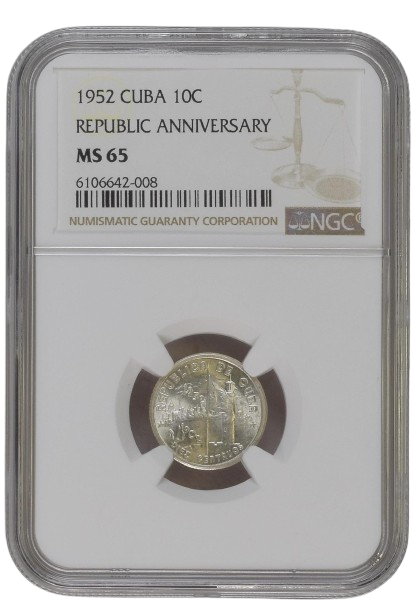 10C 1952 NGC MS65 - Republic Anniversary