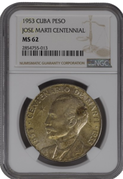 1P 1953 NGC MS62 - Jose Marti Centennial
