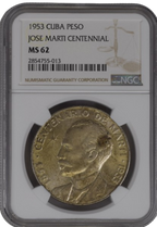 1P 1953 NGC MS62 - Jose Marti Centennial
