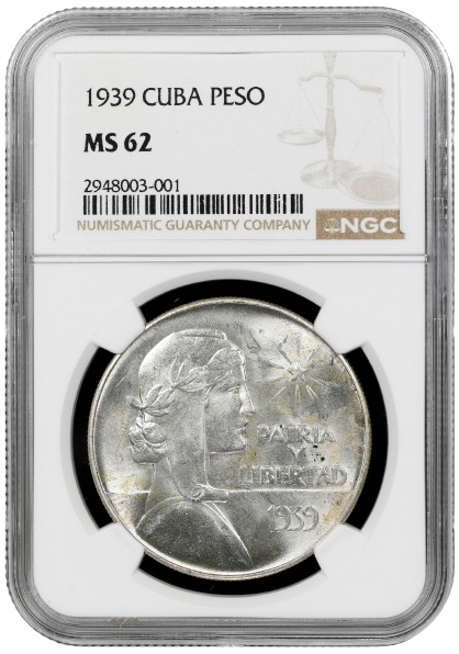 1 Peso 1939 ABC NGC MS62