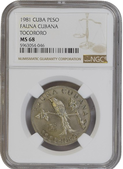 1P NGC MS68 1981 - Fauna Cuba Tocororo