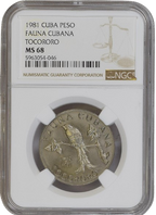 1P NGC MS68 1981 - Fauna Cuba Tocororo