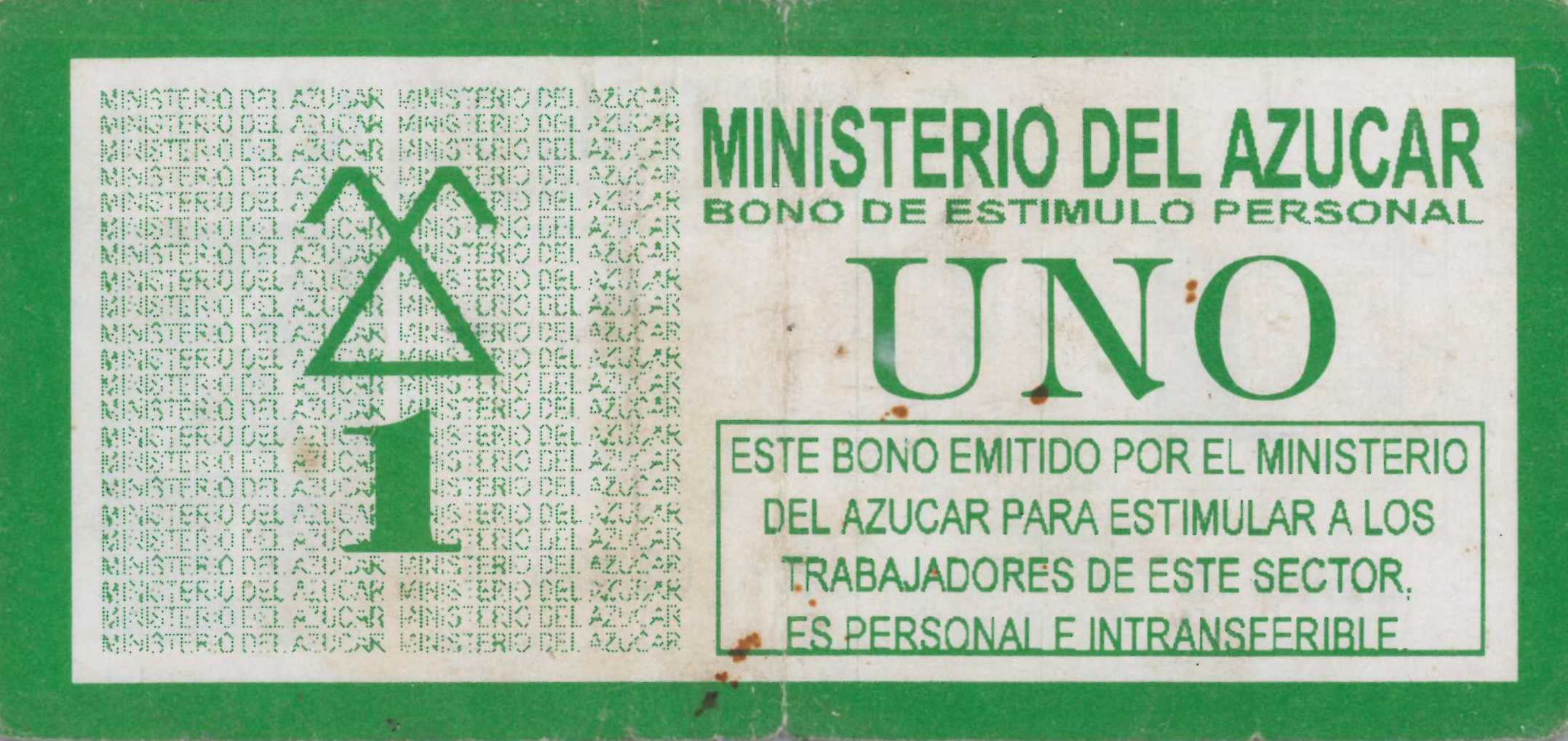 1 Peso 1997-1998 MINAZ Bono de estimulo personal