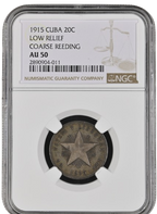 20C 1915 NGC AU50 - LOW RELIEF