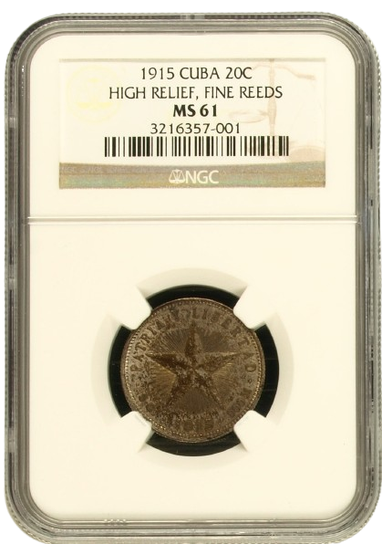 20C 1915 NGC MS61 - HIGH RELIEF FINE REEDS