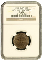 20C 1915 NGC MS61 - HIGH RELIEF FINE REEDS