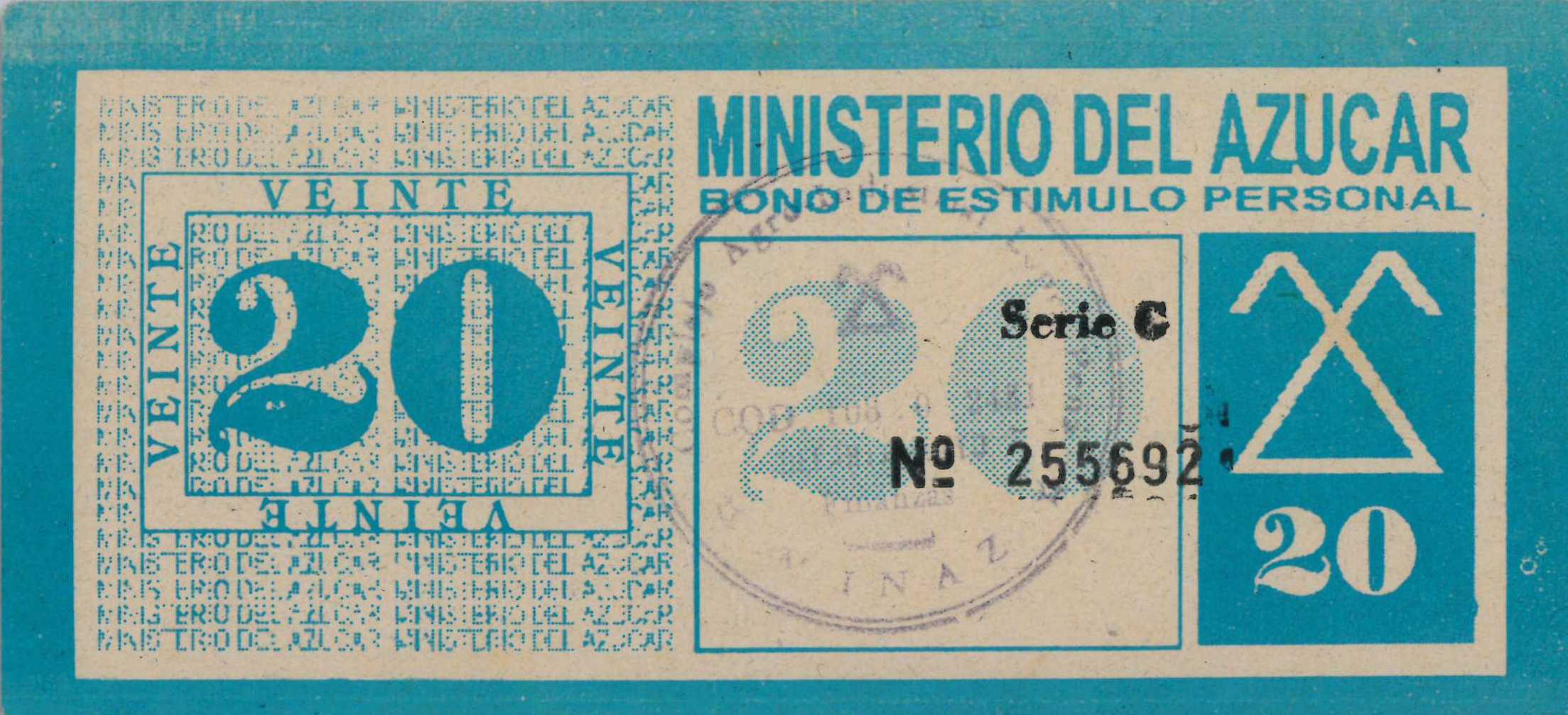 20 Pesos 1997-1998 MINAZ Bono de estimulo personal