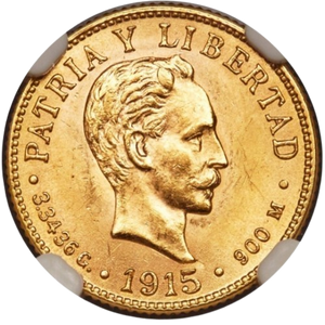 2 Pesos Oro 1915