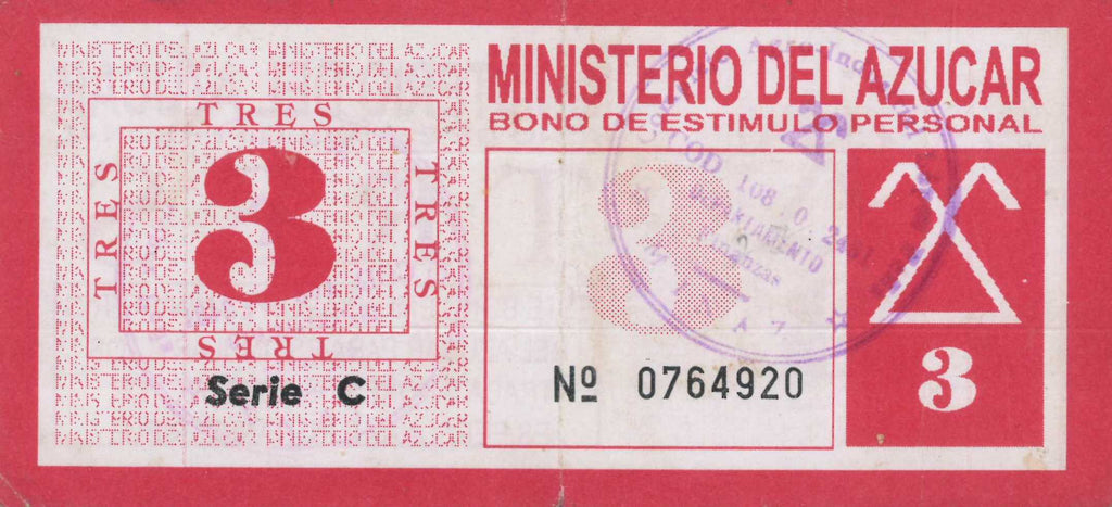 3 Pesos 1997-1998 MINAZ Bono de estimulo personal