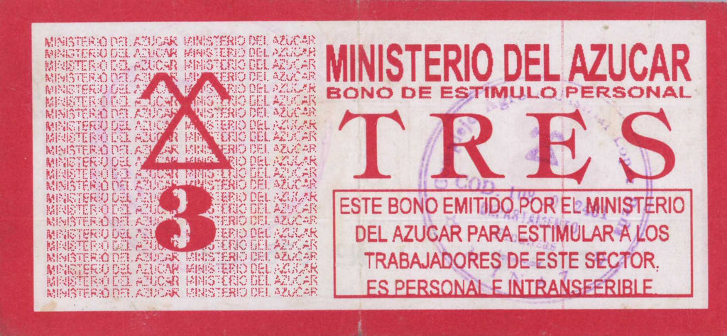 3 Pesos 1997-1998 MINAZ Bono de estimulo personal