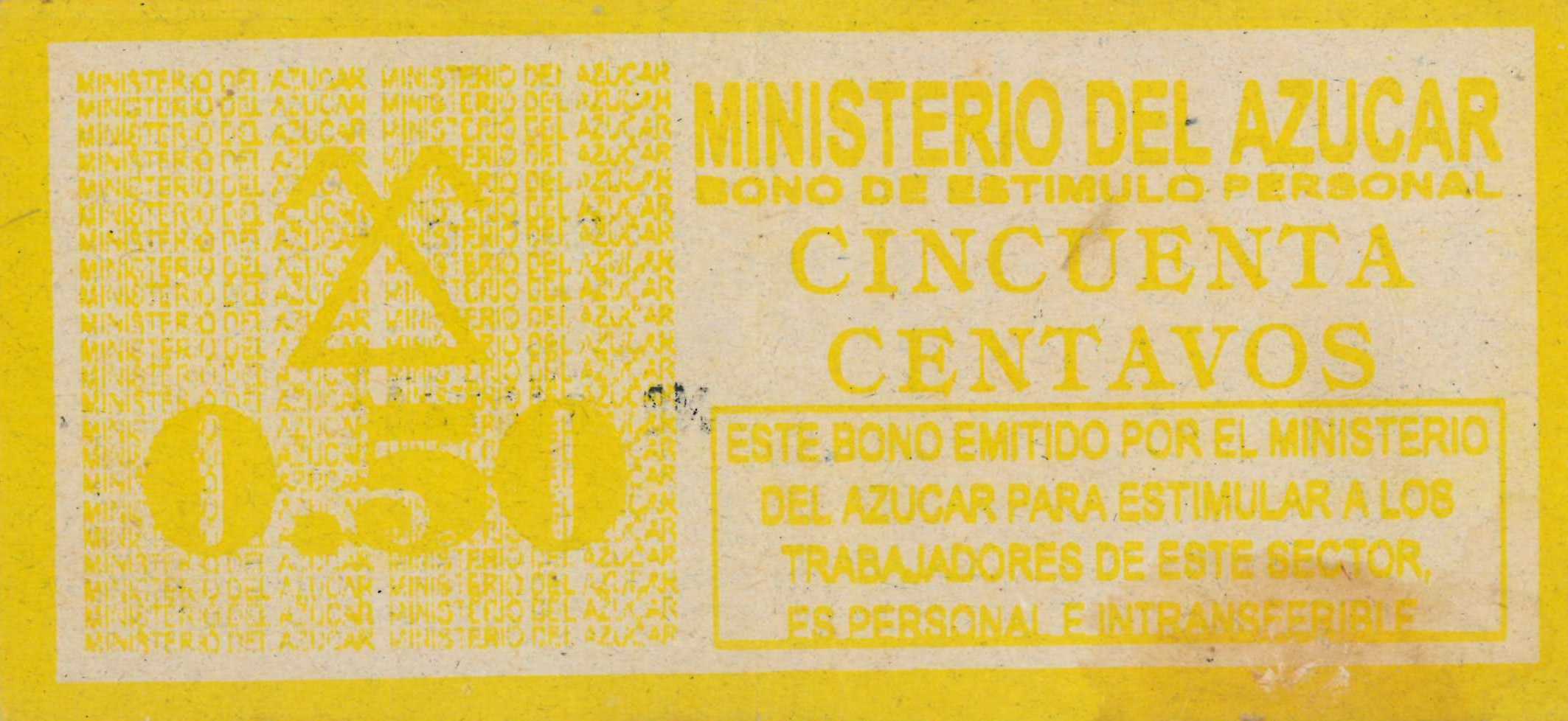 50 Centavos 1997-1998 MINAZ Bono de estimulo personal