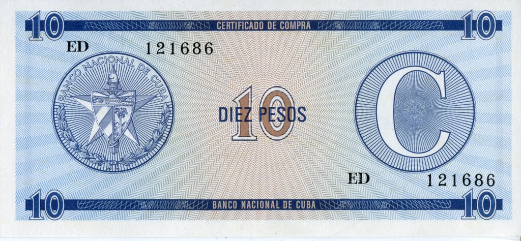 Serie C - 10 Pesos 1985 - Certificado de Divisa - Canto Fino ED