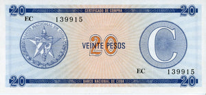 Serie C - 20 Pesos 1985 - Certificado de Divisa - Canto Fino EC
