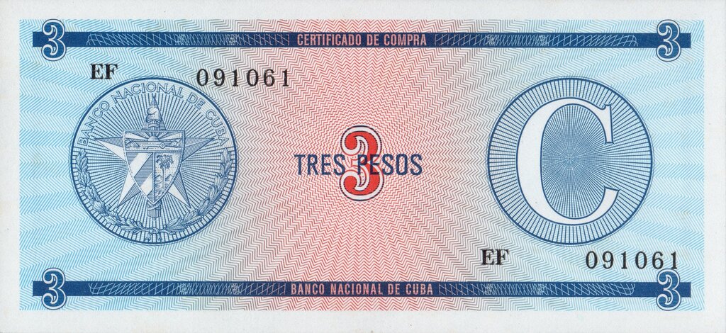 Serie C - 3 Pesos 1985 - Certificado de Divisa - Canto Fino EF