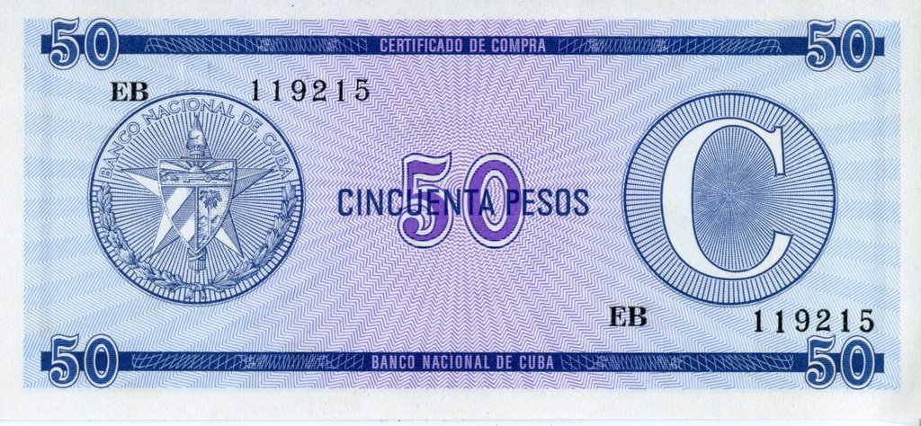 Serie C - 50 Pesos 1985 - Certificado de Divisa - Canto Fino EB
