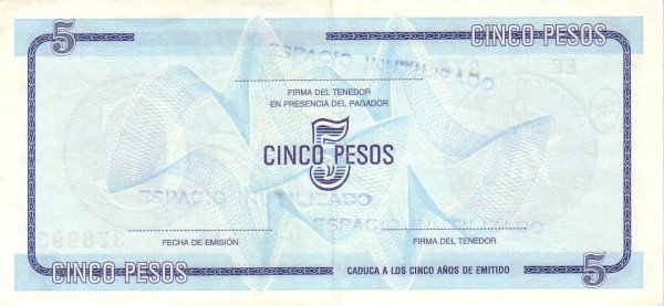 Serie C - 5 Pesos 1985 - Certificado de Divisa - Canto Fino EE