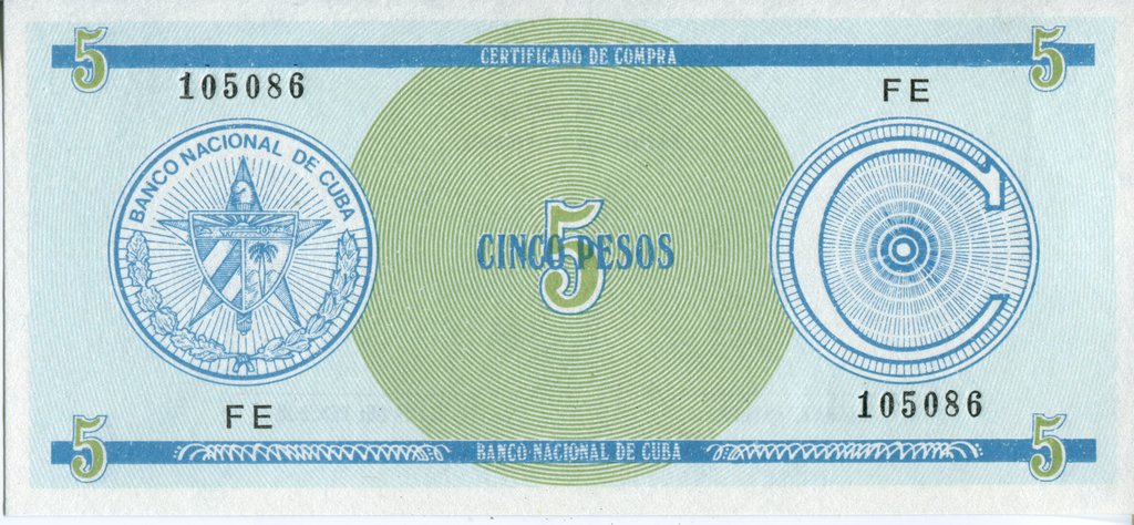 Serie C - 5 Pesos 1985 - Certificado de Divisa - Serie Negra