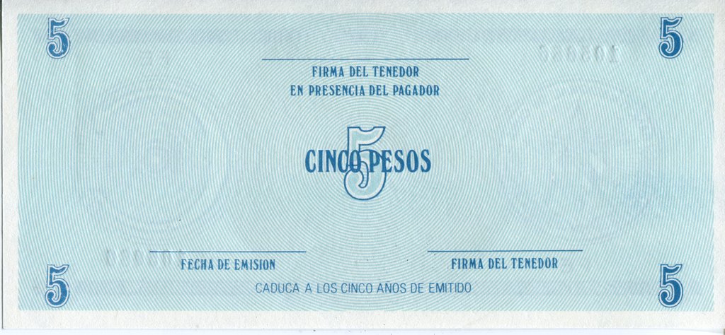Serie C - 5 Pesos 1985 - Certificado de Divisa - Serie Negra