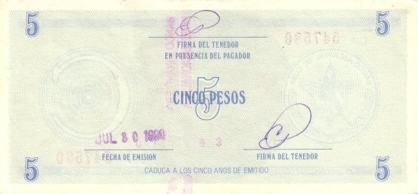Serie C - 5 Pesos 1985 - Certificado de Divisa - Serie Roja