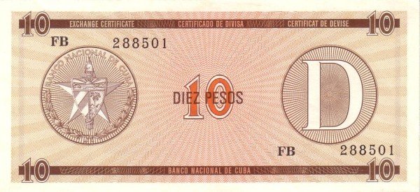 Serie D - 10 Pesos 1985 - Certificado de Divisa - Canto Fino