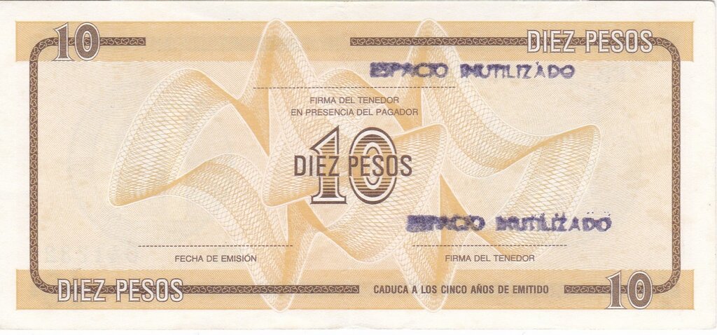 Serie D - 10 Pesos 1985 - Certificado de Divisa - Sello de Goma