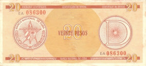 Serie D - 20 Pesos 1985 - Certificado de Divisa - Canto Ancho