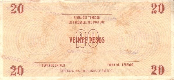 Serie D - 20 Pesos 1985 - Certificado de Divisa - Canto Ancho