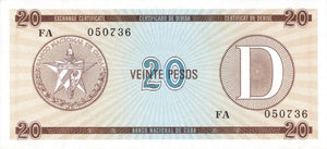 Serie D - 20 Pesos 1985 - Certificado de Divisa - Canto Fino