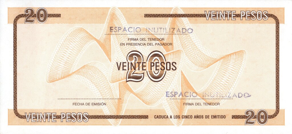 Serie D - 20 Pesos 1985 - Certificado de Divisa - Canto Fino