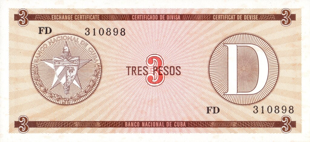 Serie D - 3 Pesos 1985 - Certificado de Divisa - Canto Fino