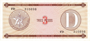 Serie D - 3 Pesos 1985 - Certificado de Divisa - Canto Fino