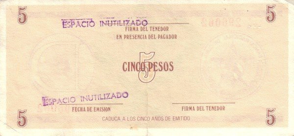 Serie D - 5 Pesos 1985 - Certificado de Divisa - Canto Ancho