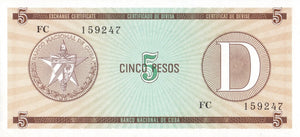 Serie D - 5 Pesos 1985 - Certificado de Divisa - Canto Fino