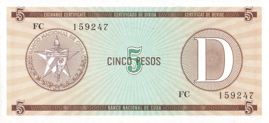 Serie D - 5 Pesos 1985 - Certificado de Divisa - Canto Fino