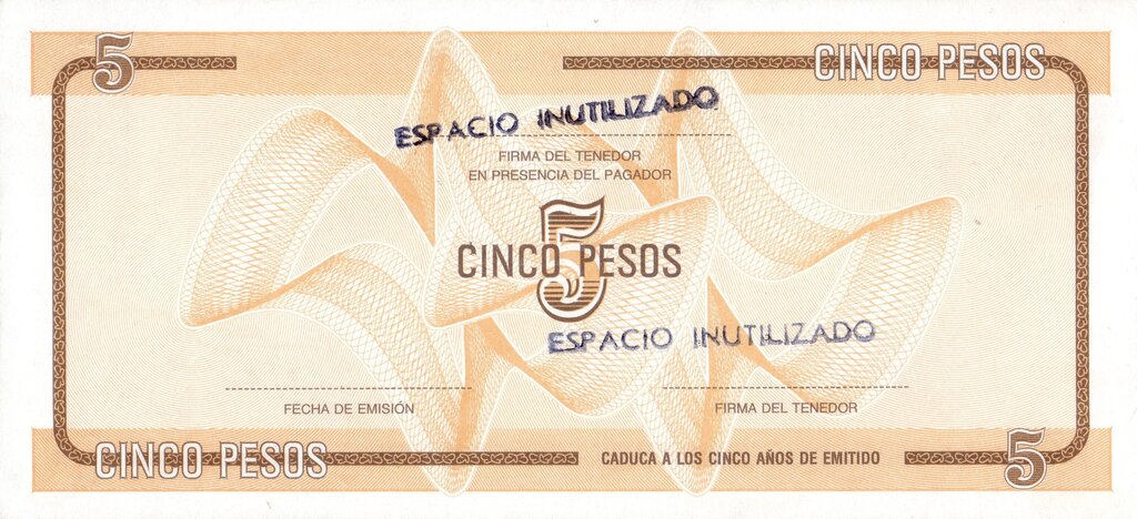 Serie D - 5 Pesos 1985 - Certificado de Divisa - Canto Fino